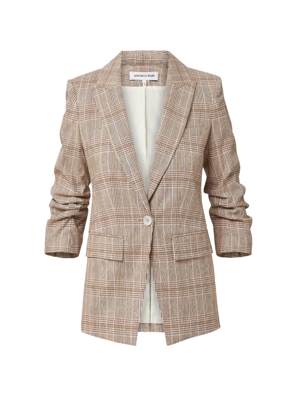 Veronica Beard Clayton single-breasted check-pattern cotton blazer - Nude