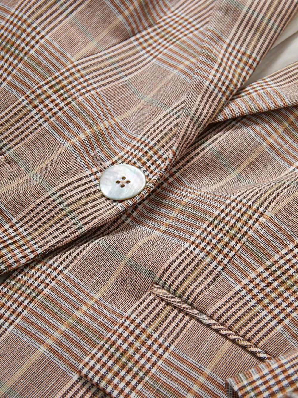 Veronica Beard Clayton Single-breasted Check-pattern Cotton Blazer in Neutrals, view 3
