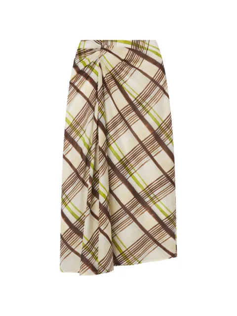A.L.C. Jeans checked twisted-front cotton midi skirt