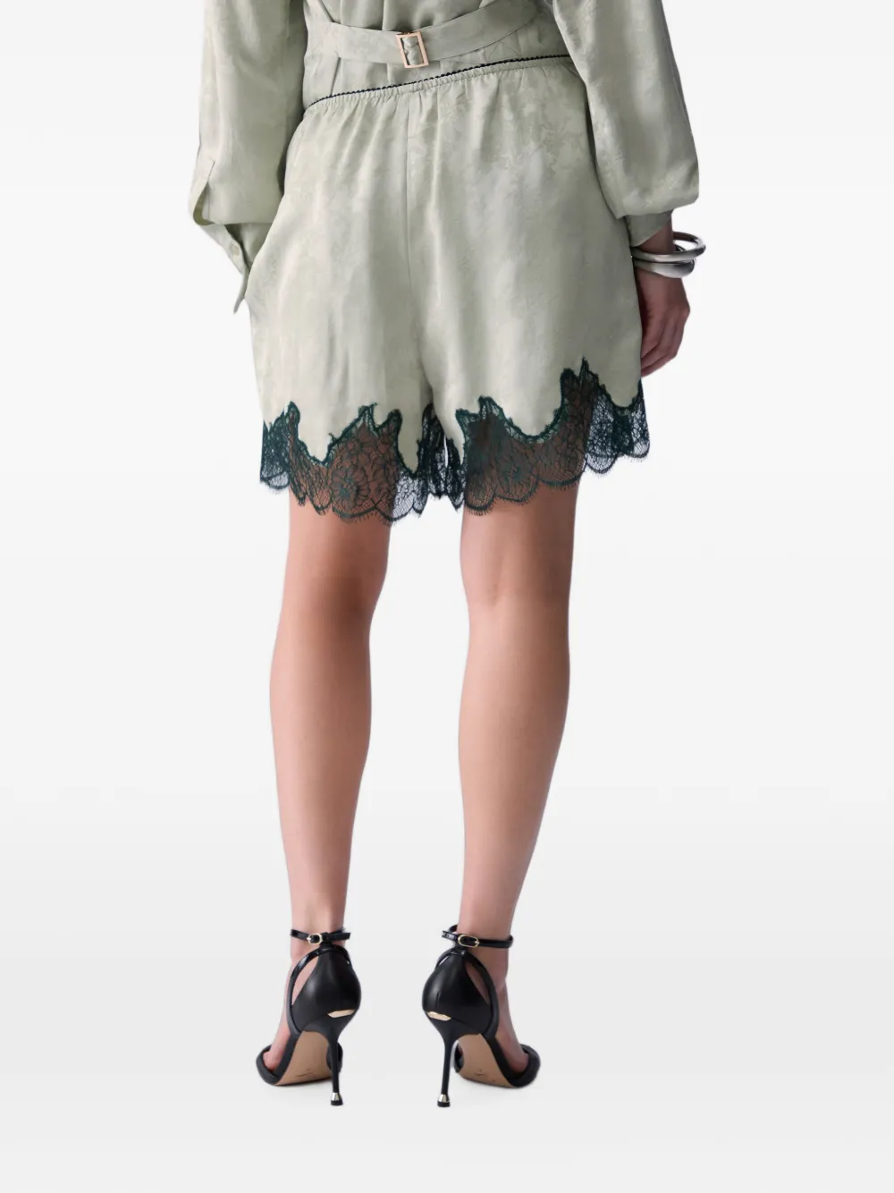 LIU JO Shorts met kanten details en jacquard Groen