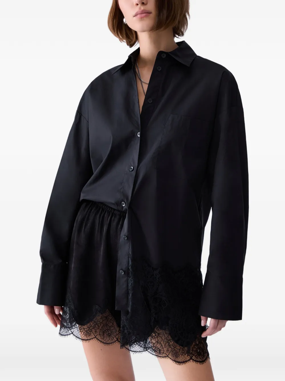 LIU JO Popeline blouse met kant Zwart