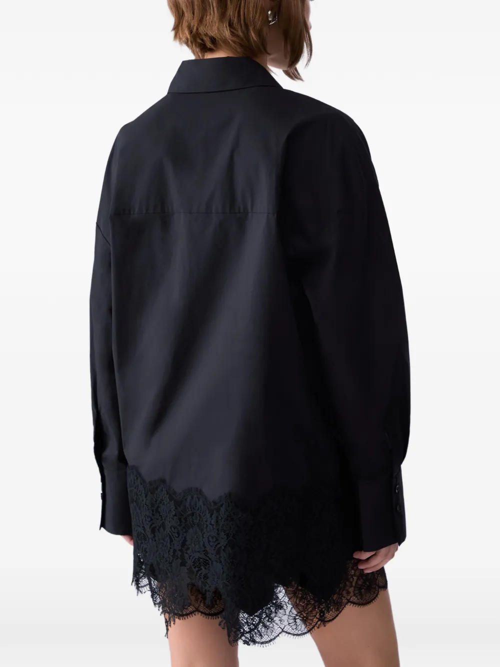 LIU JO Popeline blouse met kant Zwart