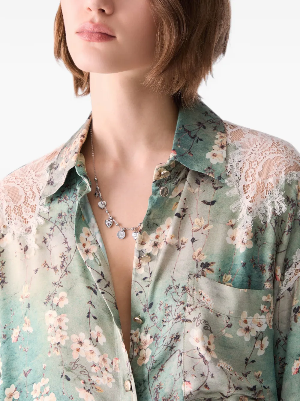 LIU JO Satijnen shirt met print Groen