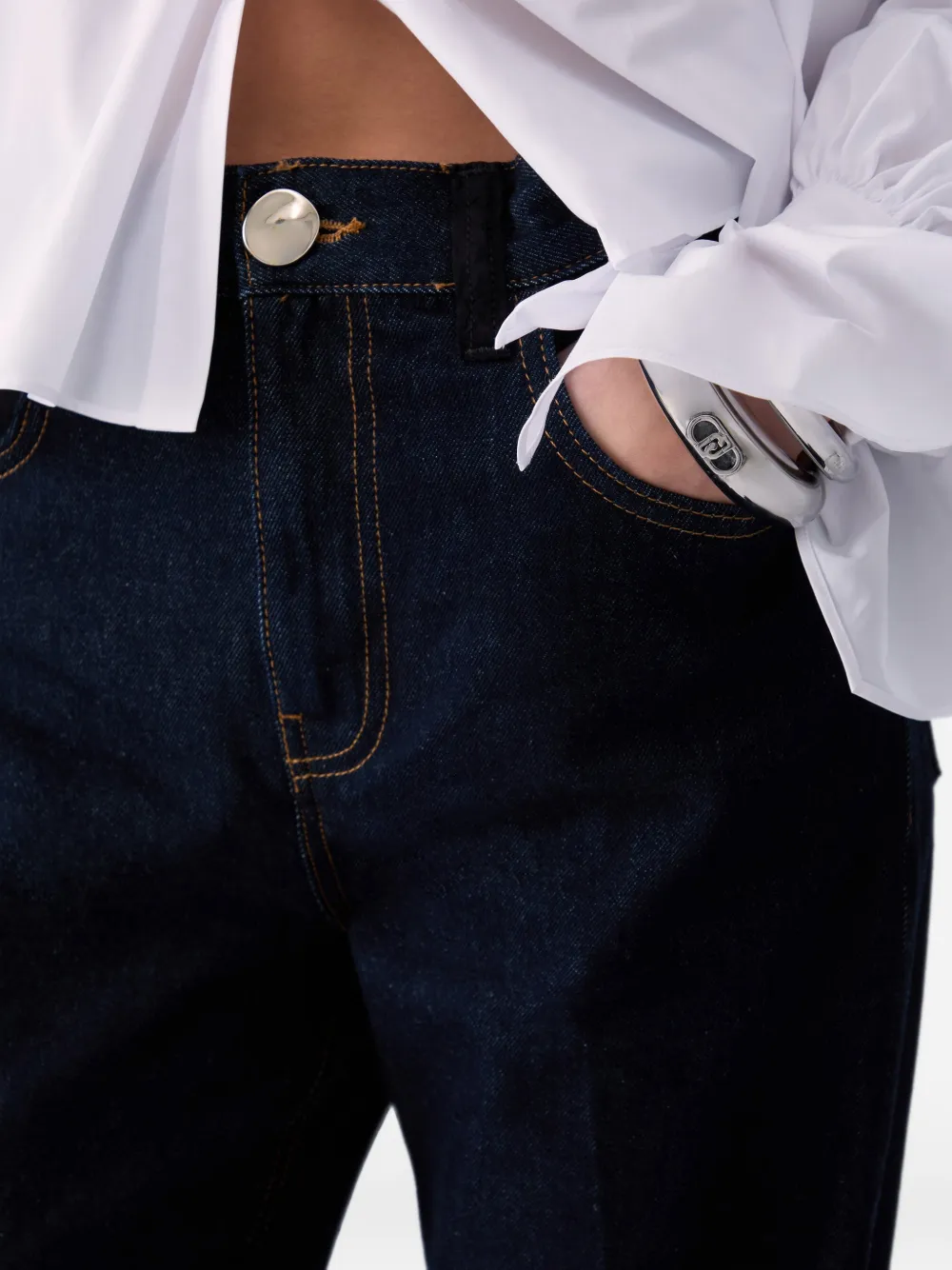 LIU JO Straight jeans met stoffen details Blauw