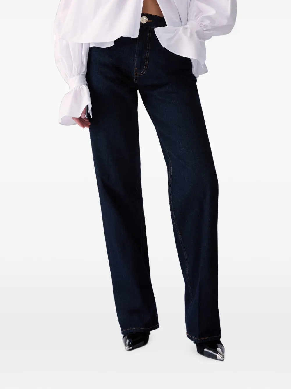 LIU JO Straight jeans met stoffen details Blauw