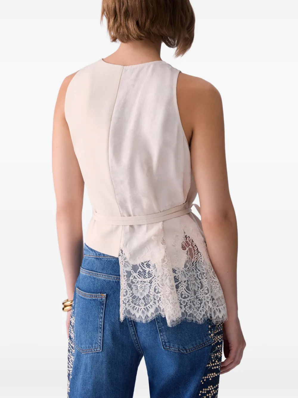 LIU JO Top met kant en jacquard Beige