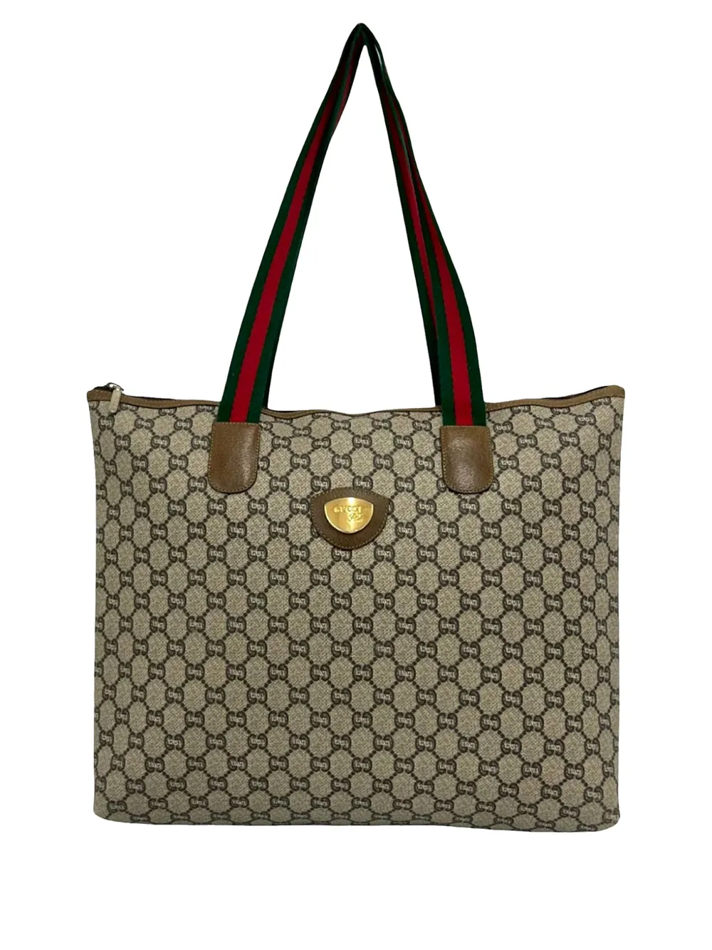Gucci Pre-Owned Borsa tote Plus in tessuto GG Supreme con decorazione Web XX secolo - Toni neutri