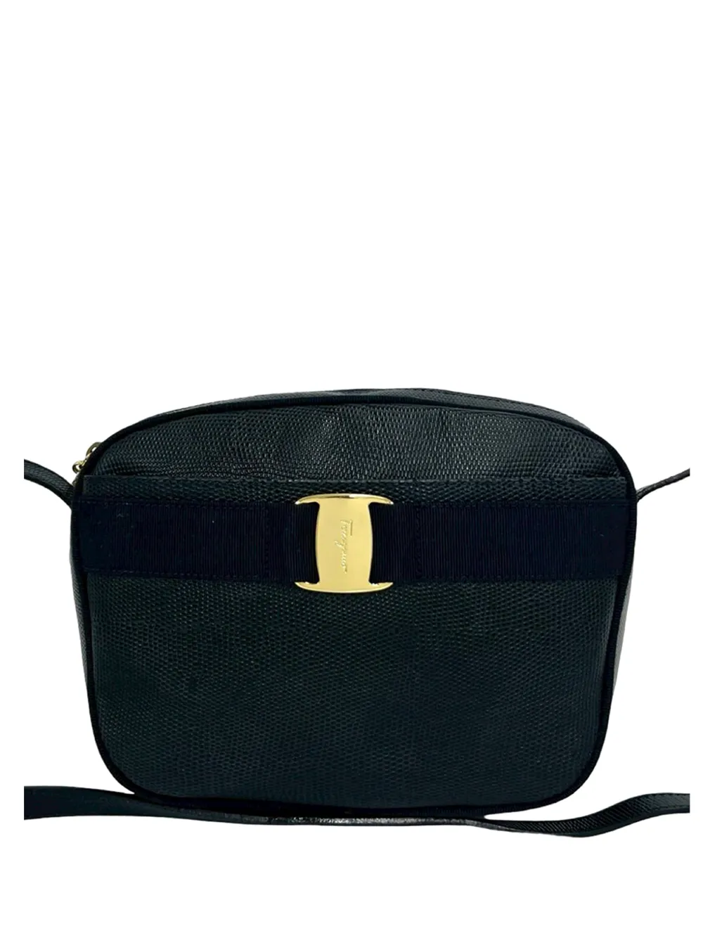 Ferragamo Pre-Owned Borsa a tracolla Vara goffrata effetto lucertola 2010-2026 - Nero