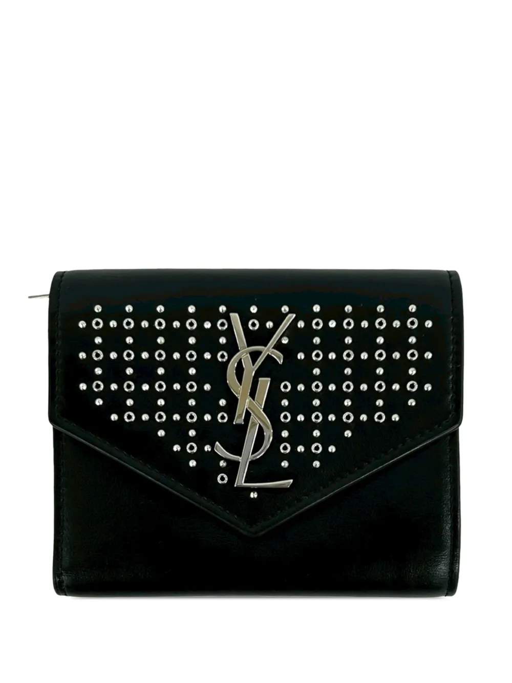 Saint Laurent Pre-Owned Portafoglio bi-fold in pelle con monogramma XX secolo - Nero