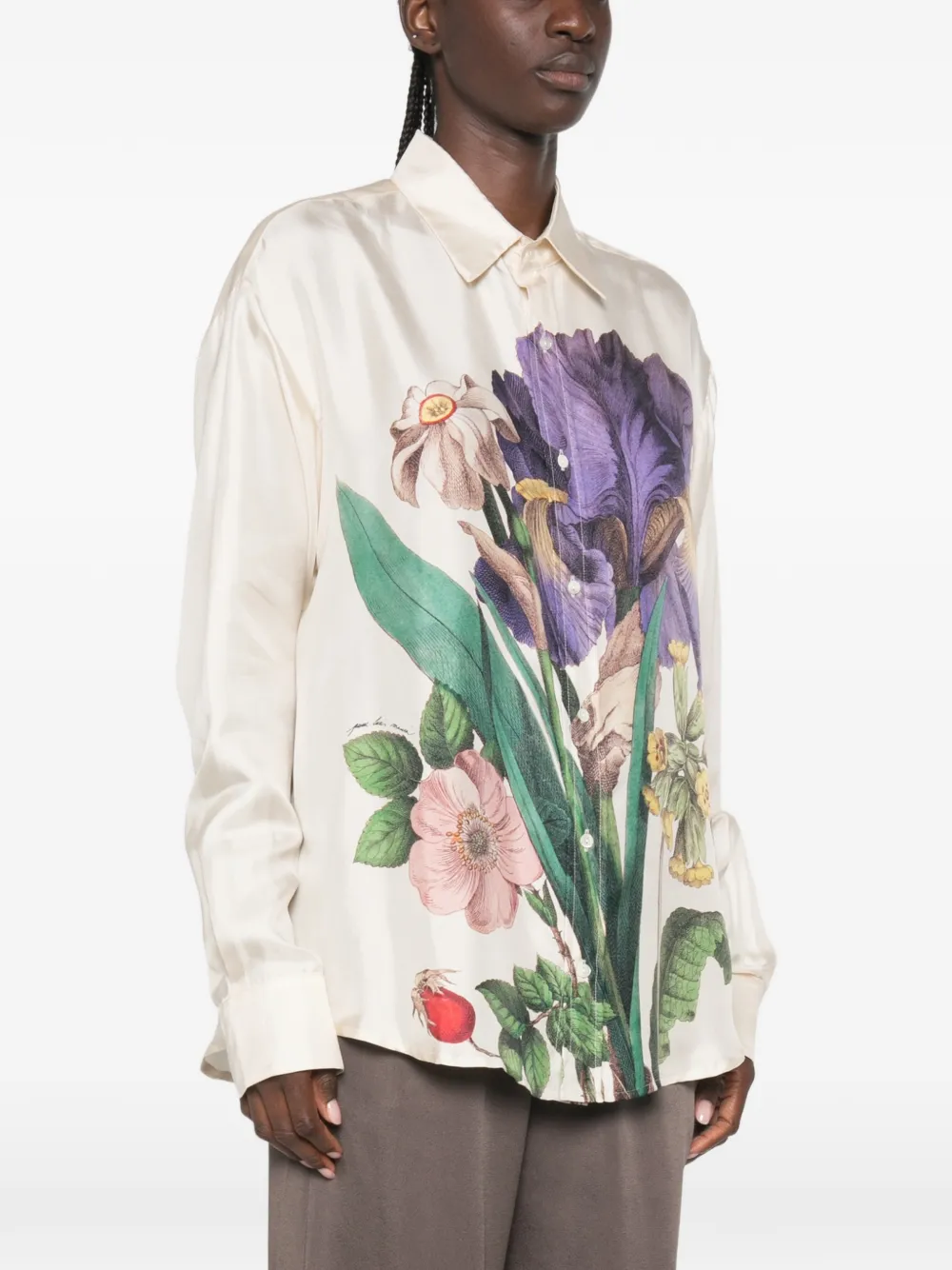 Pierre-Louis Mascia Zijden blouse met bloemenprint Beige