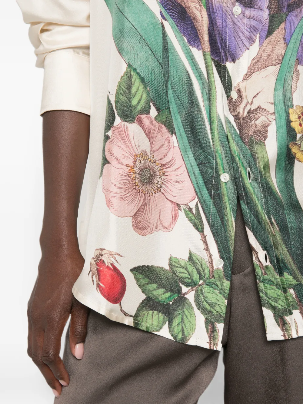 Pierre-Louis Mascia Zijden blouse met bloemenprint Beige