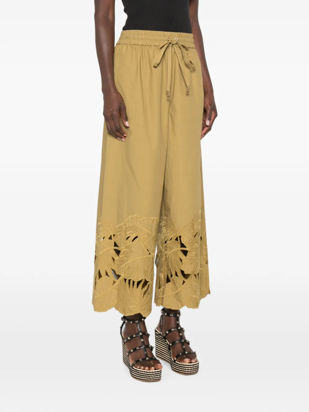 ZIMMERMANN Mahon broek met geborduurde bloemen Groen