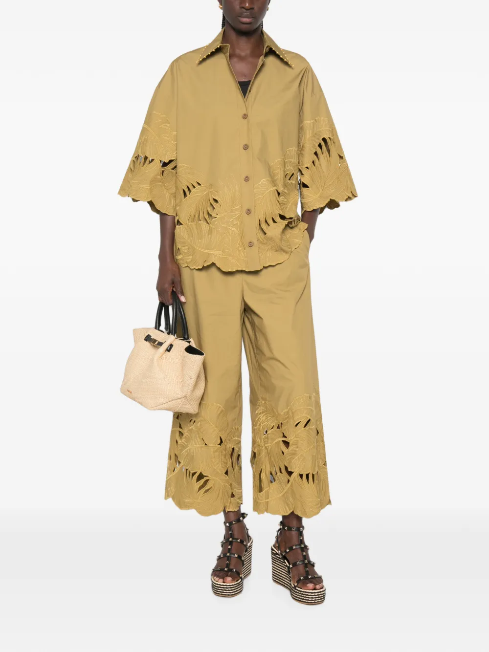 ZIMMERMANN Mahon broek met geborduurde bloemen Groen