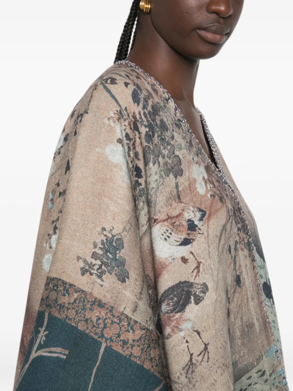 Pierre-Louis Mascia Pancake cape met grafische print en stiksels Beige