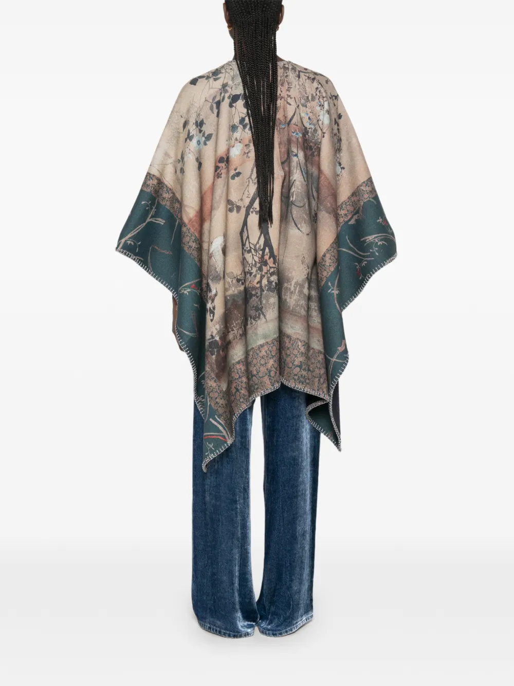Pierre-Louis Mascia Pancake cape met grafische print en stiksels Beige