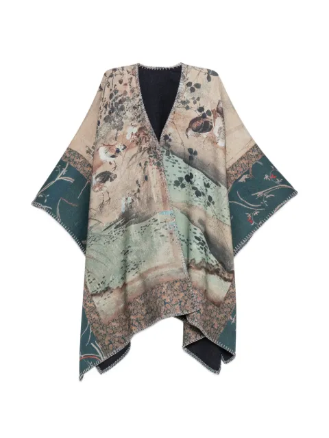 Pierre-Louis Mascia Pancake graphic-print blanket-stitch cape