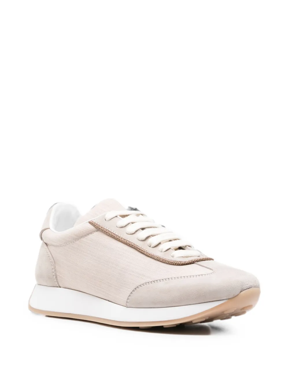 Fabiana Filippi bead-trim panelled sneakers Beige