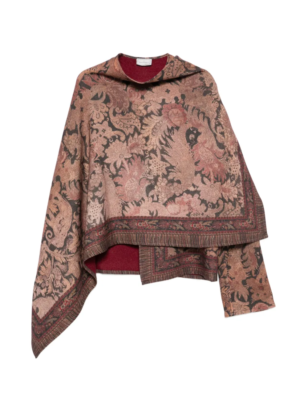 Pierre-Louis Mascia floral-print asymmetric-hem cape - Braun
