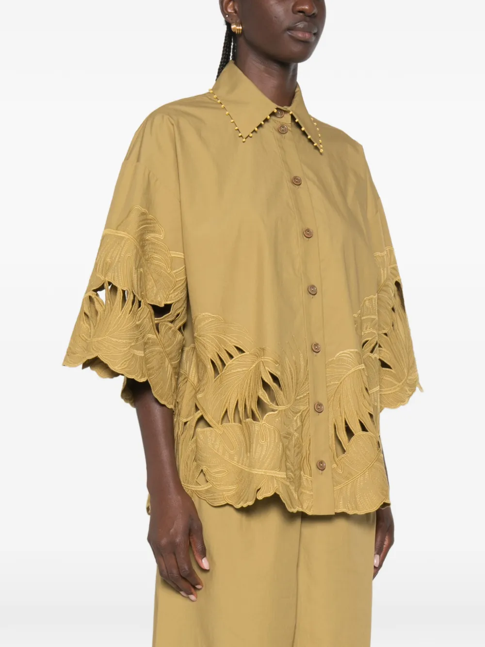 ZIMMERMANN Mahon blouse met borduurwerk en uitgesneden details Beige