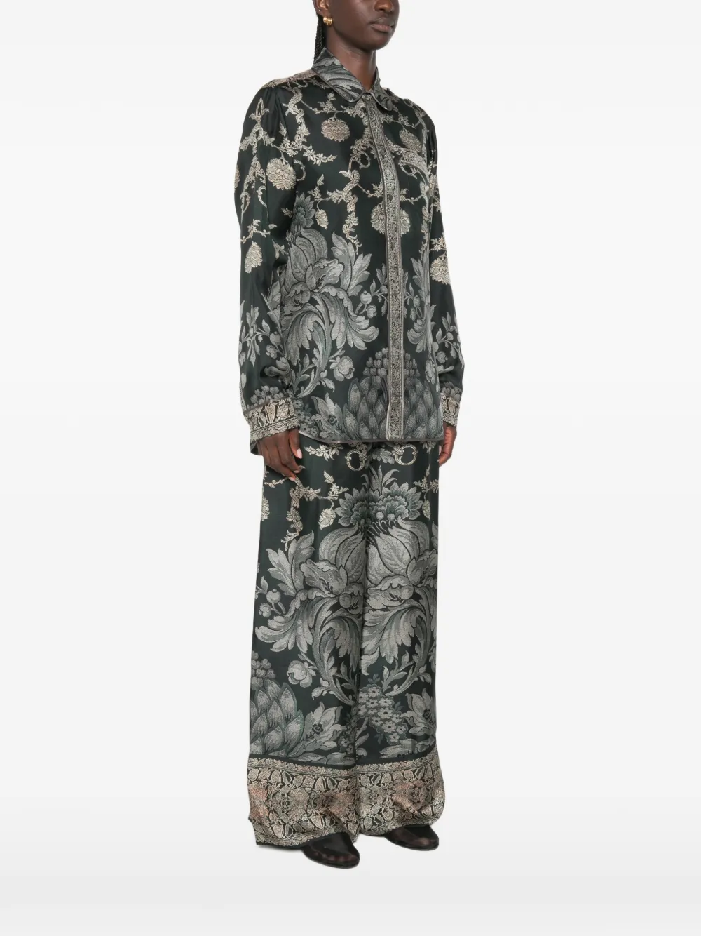 Pierre-Louis Mascia Zijden blouse met bloemenprint Zwart