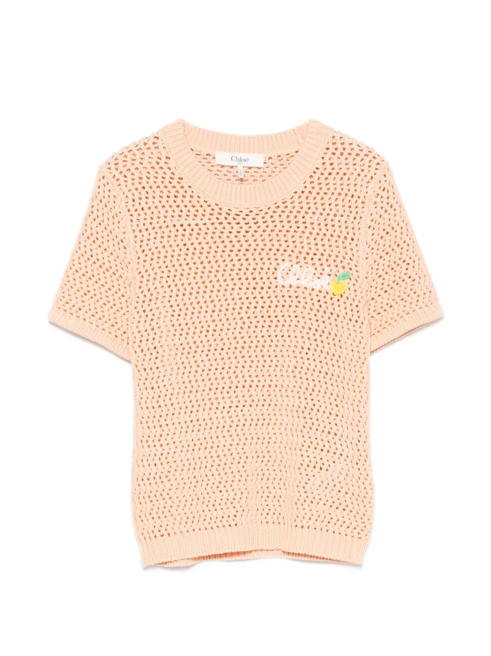 Chloé crochet-knit logo-embroidered top - Orange
