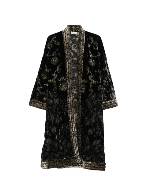 Pierre-Louis Mascia floral-print velvet-effect coat