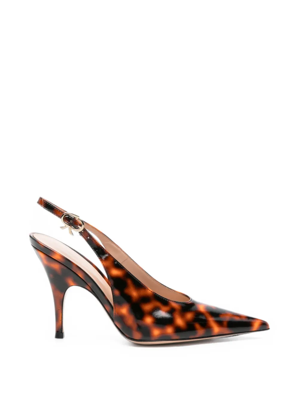 Gianvito Rossi Sofia Sling tortoiseshell-effect slingback pumps - Braun