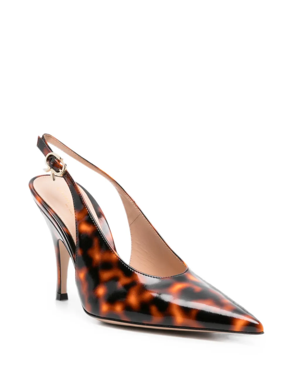 Gianvito Rossi Sofia Sling tortoiseshell-effect slingback pumps Bruin