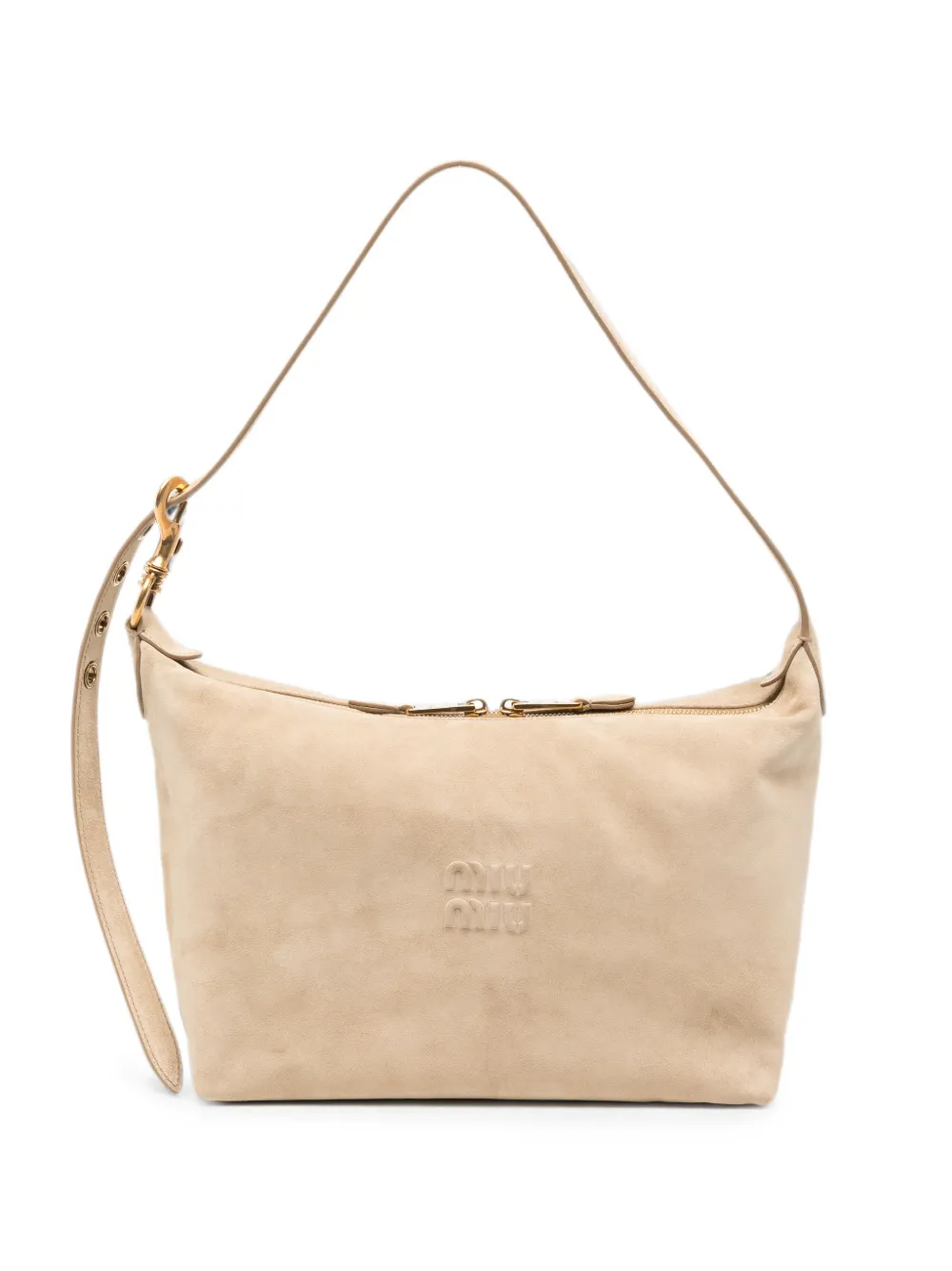 Miu Miu Borsa a spalla con logo goffrato - Toni neutri