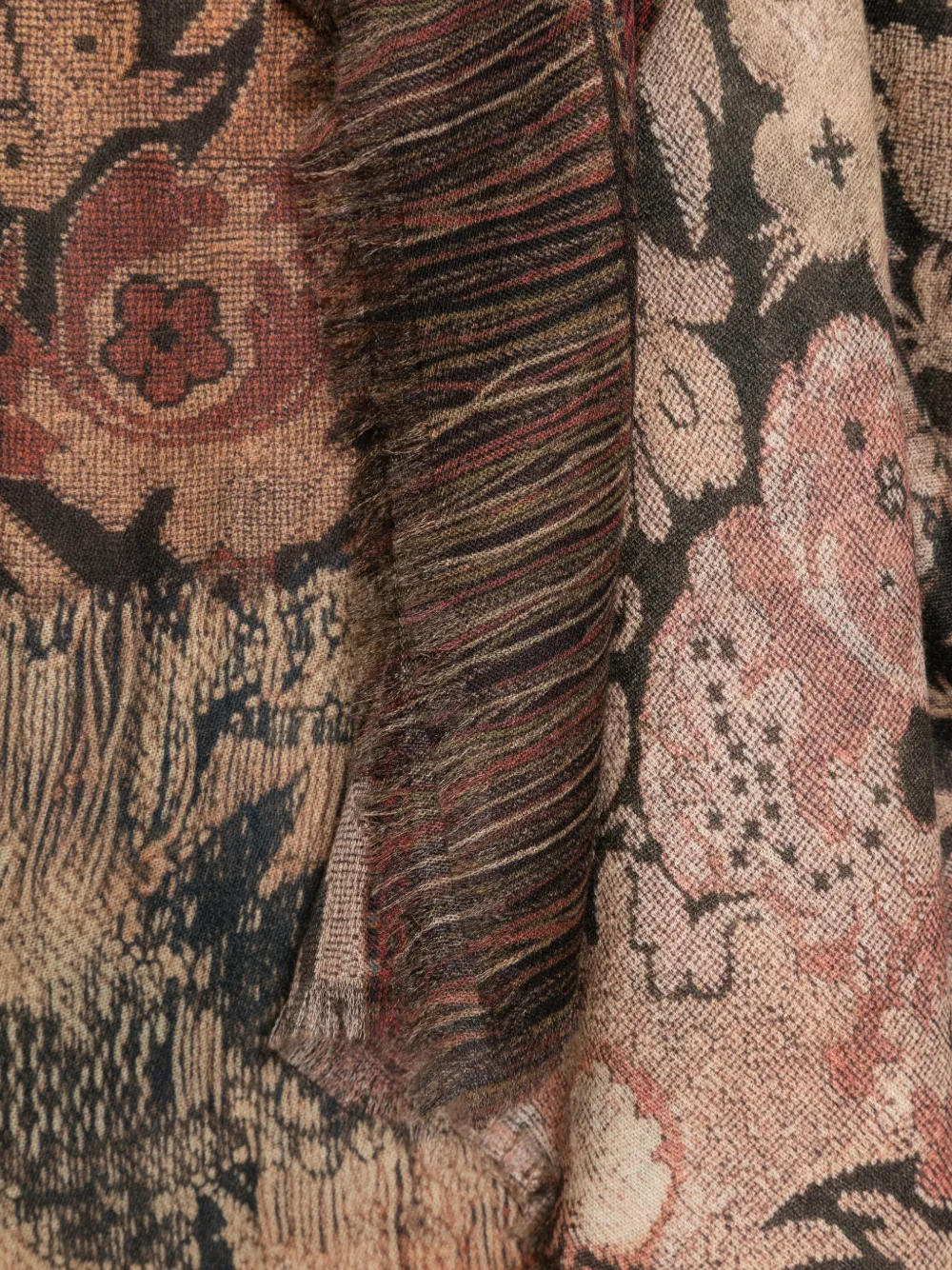 Pierre-Louis Mascia Jacquard-geweven sjaal met franje Zwart