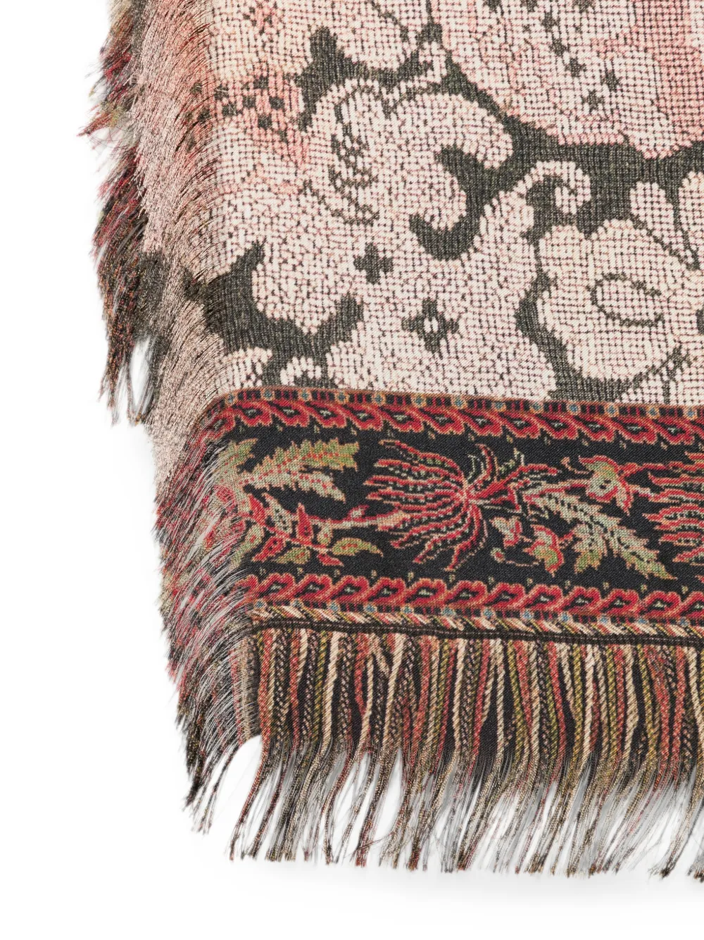 Pierre-Louis Mascia Gebreide sjaal met franje en jacquard Zwart