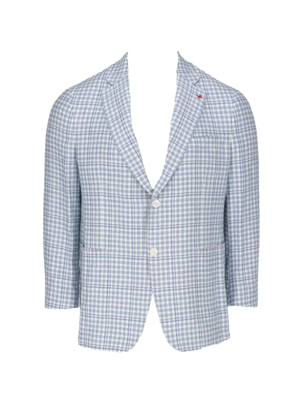 Isaia gingham-check single-breasted blazer - Blu