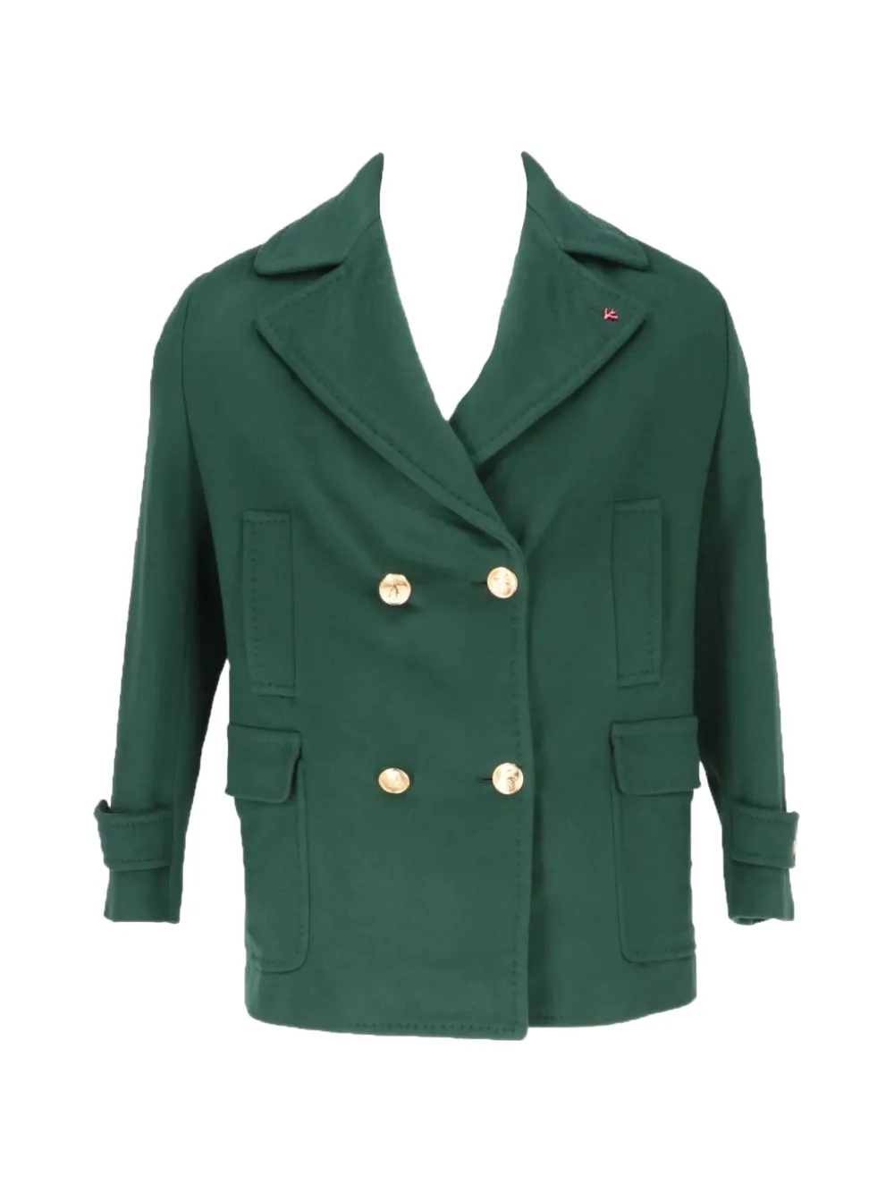Isaia double-breasted long-sleeve coat - Verde