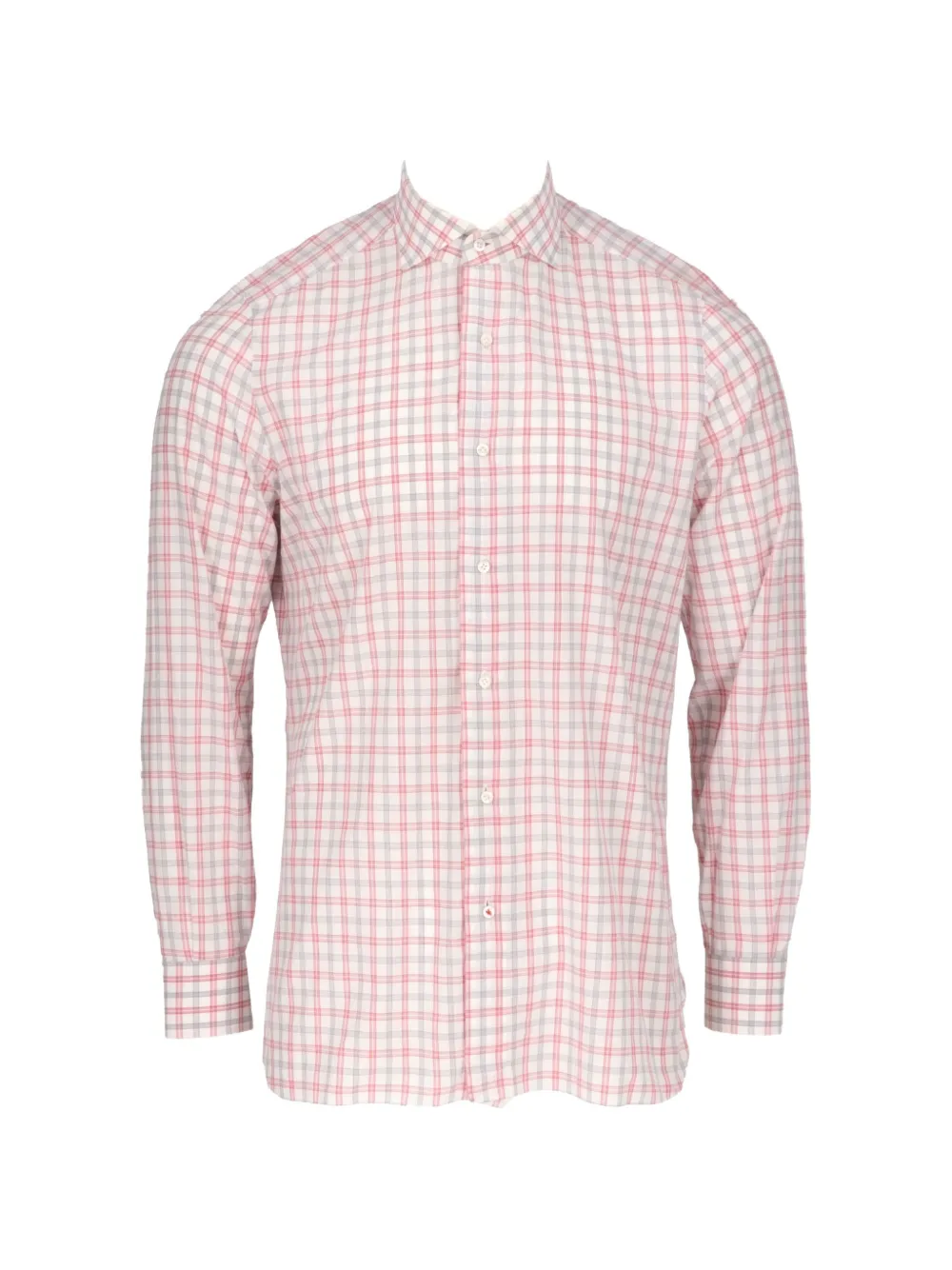Isaia check-pattern long-sleeve shirt - Bianco
