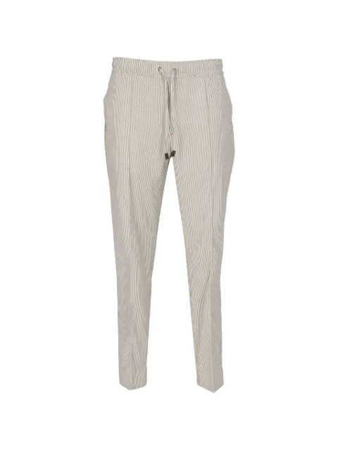 Isaia vertical-stripe drawstring trousers