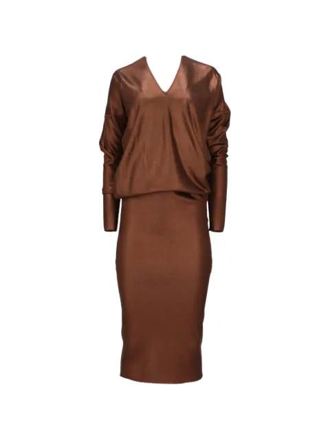 TOM FORD V-neck long-sleeve midi dress