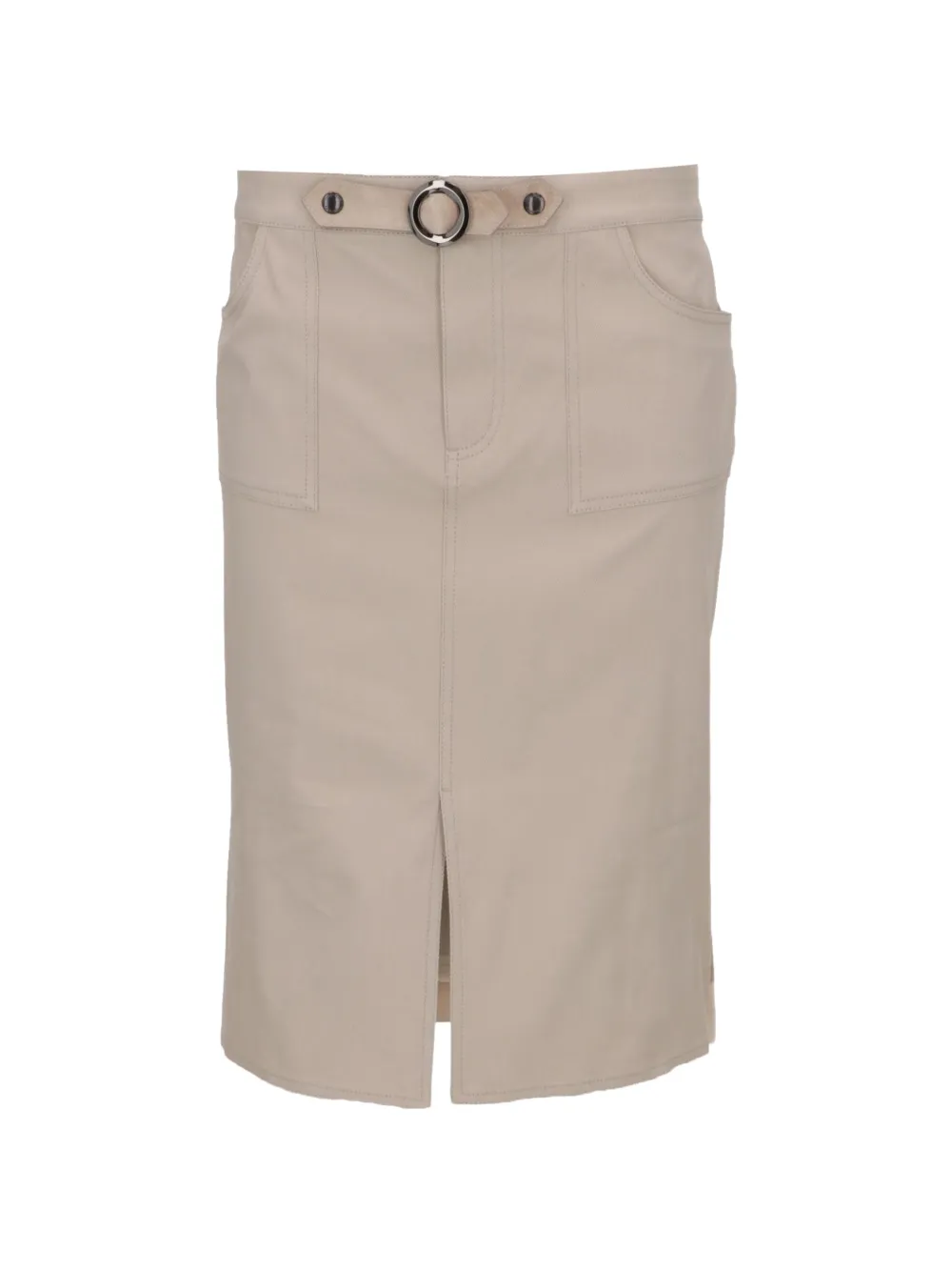 TOM FORD belted ribbed-panel midi skirt - Toni neutri