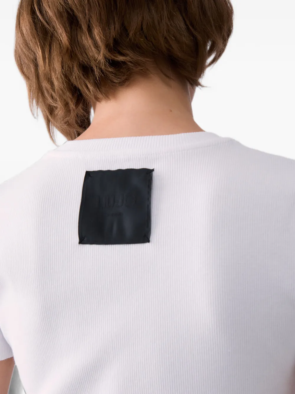 LIU JO Geribbeld T-shirt met logo-patch Wit