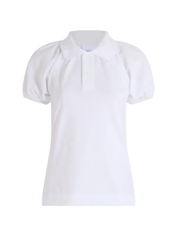 Patou Volume-sleeve Polo Shirt in White
