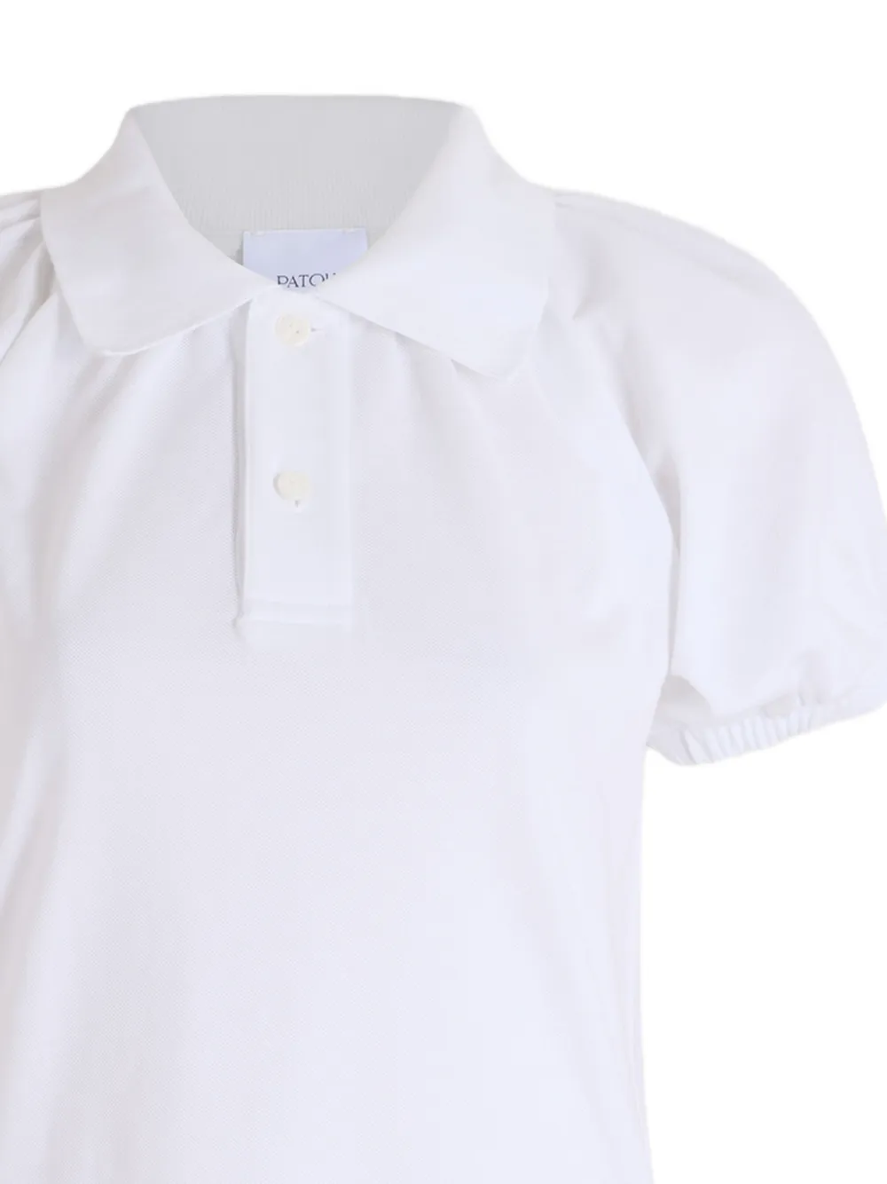 Patou Volume-sleeve Polo Shirt in White, view 2