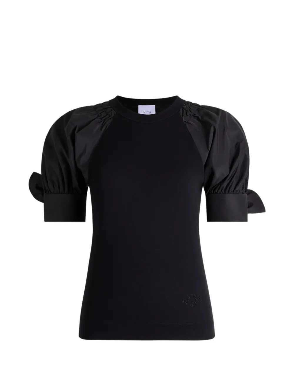 Patou tie-puff-sleeve T-shirt - Schwarz