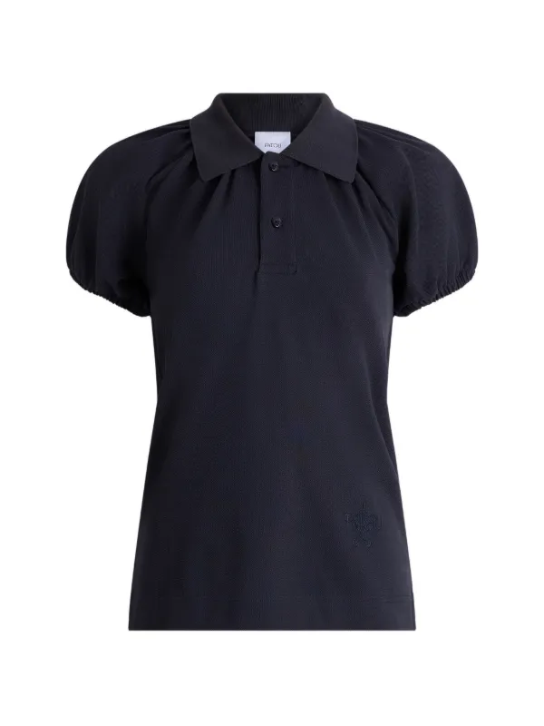 Patou Puff-sleeve Organic-cotton Polo Shirt in Blue