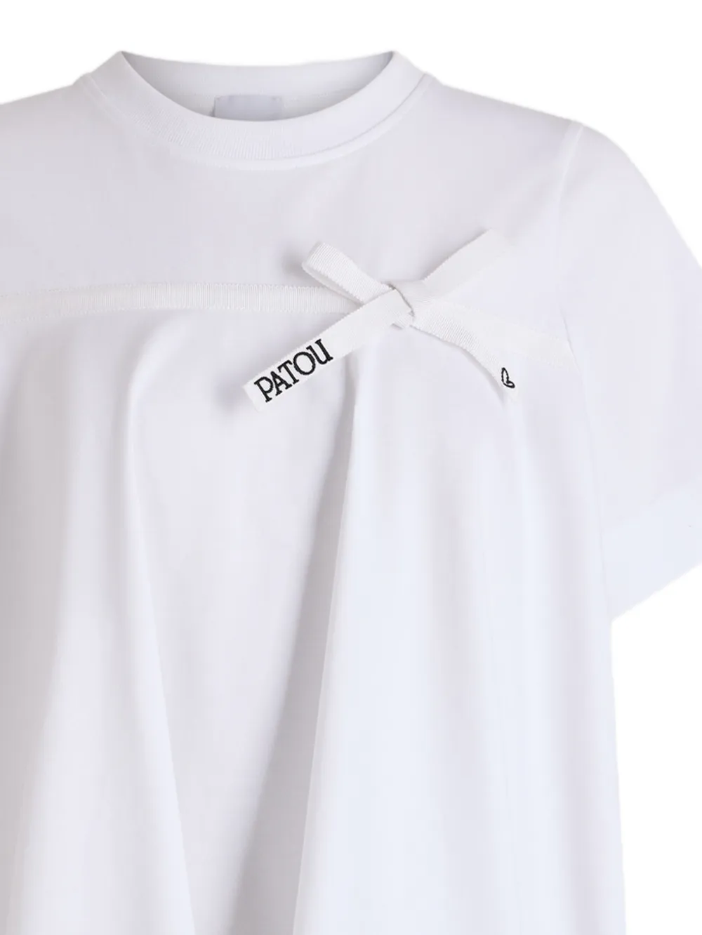 Patou Draped Bow-detail T-shirt in White, view 2