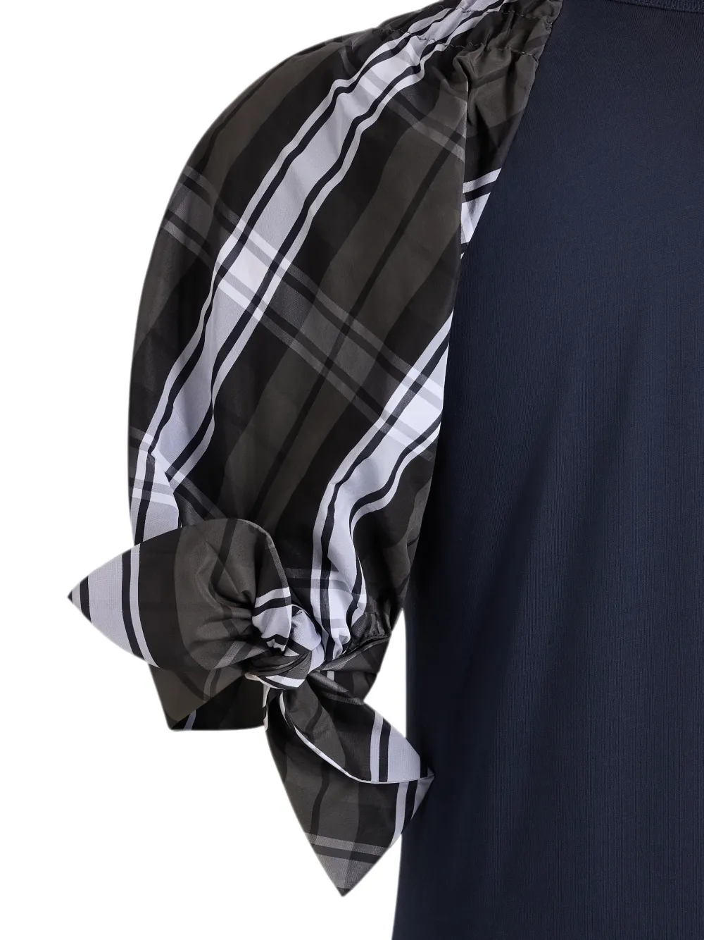 Patou Geruit T-shirt met gestrikte mouwen Blauw