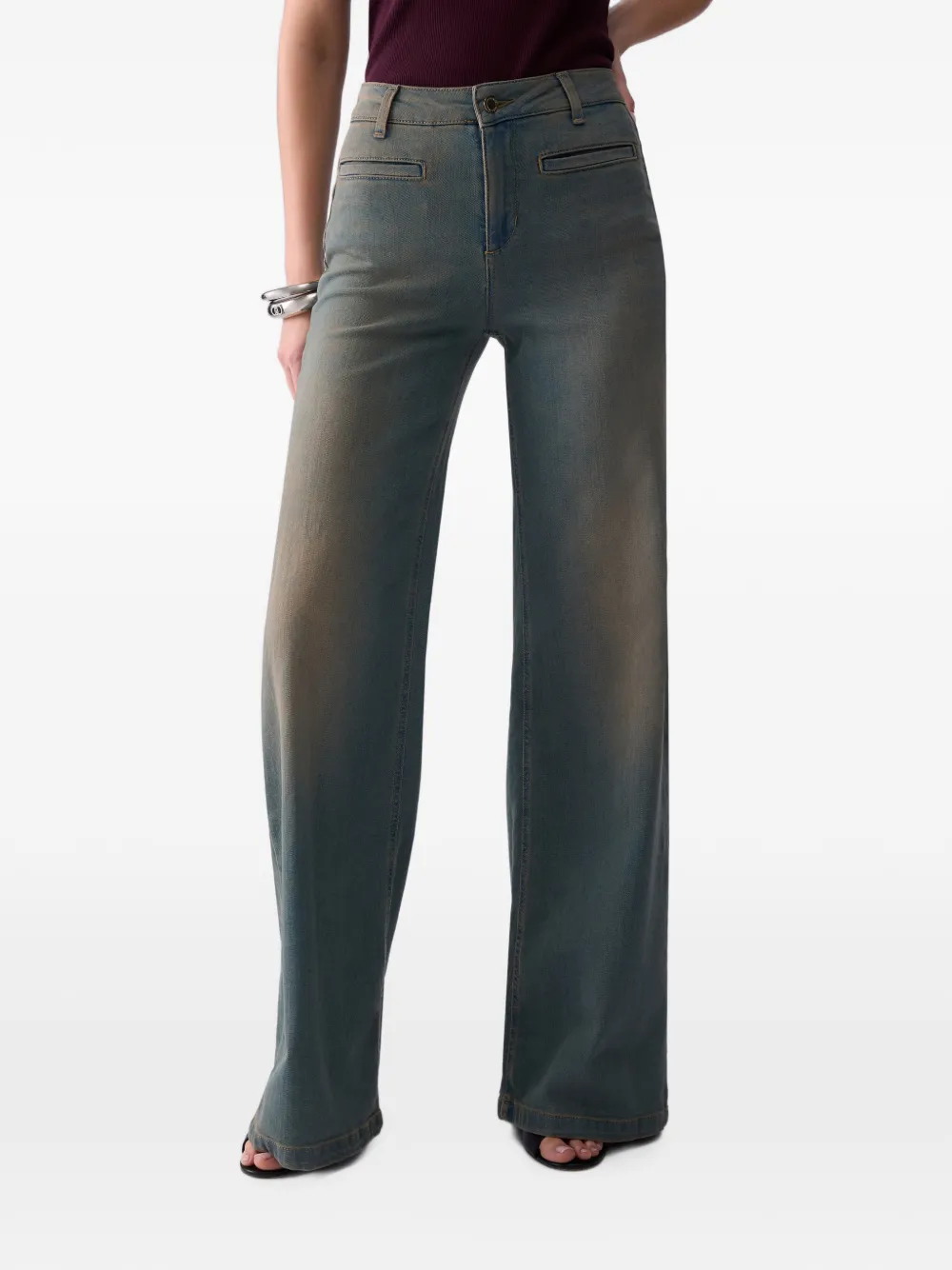 LIU JO Flare jeans met paspelzakken Blauw