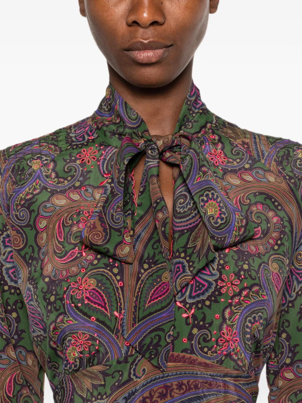 ETRO Mini-jurk met paisley-print en ruches Groen