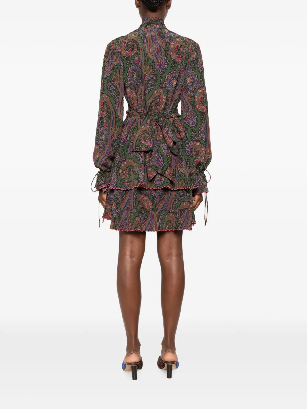 ETRO Mini-jurk met paisley-print en ruches Groen