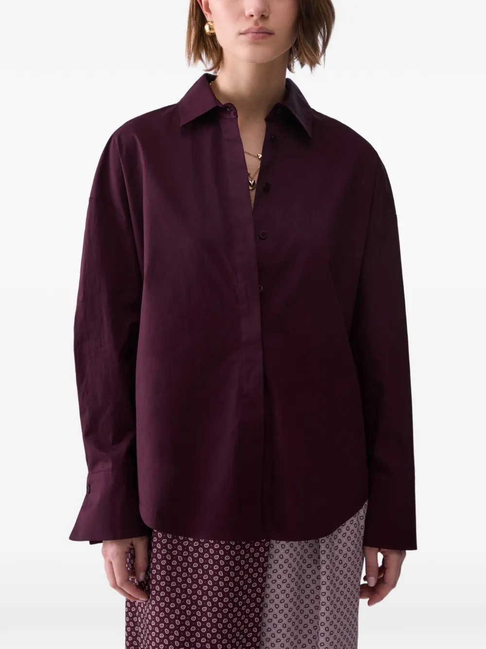 LIU JO Blouse met satijnen inzetstuk met jacquard Paars