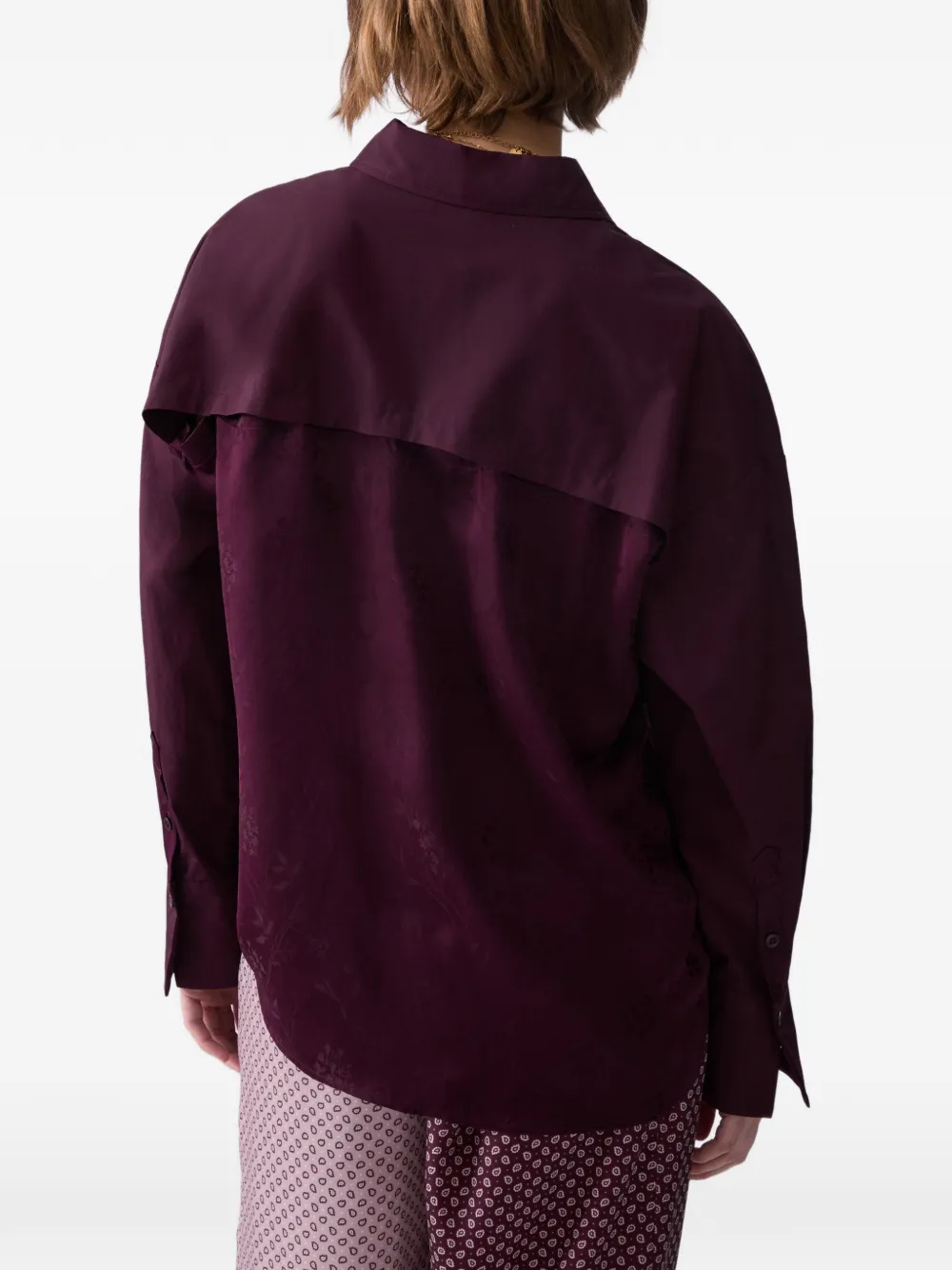 LIU JO Blouse met satijnen inzetstuk met jacquard Paars