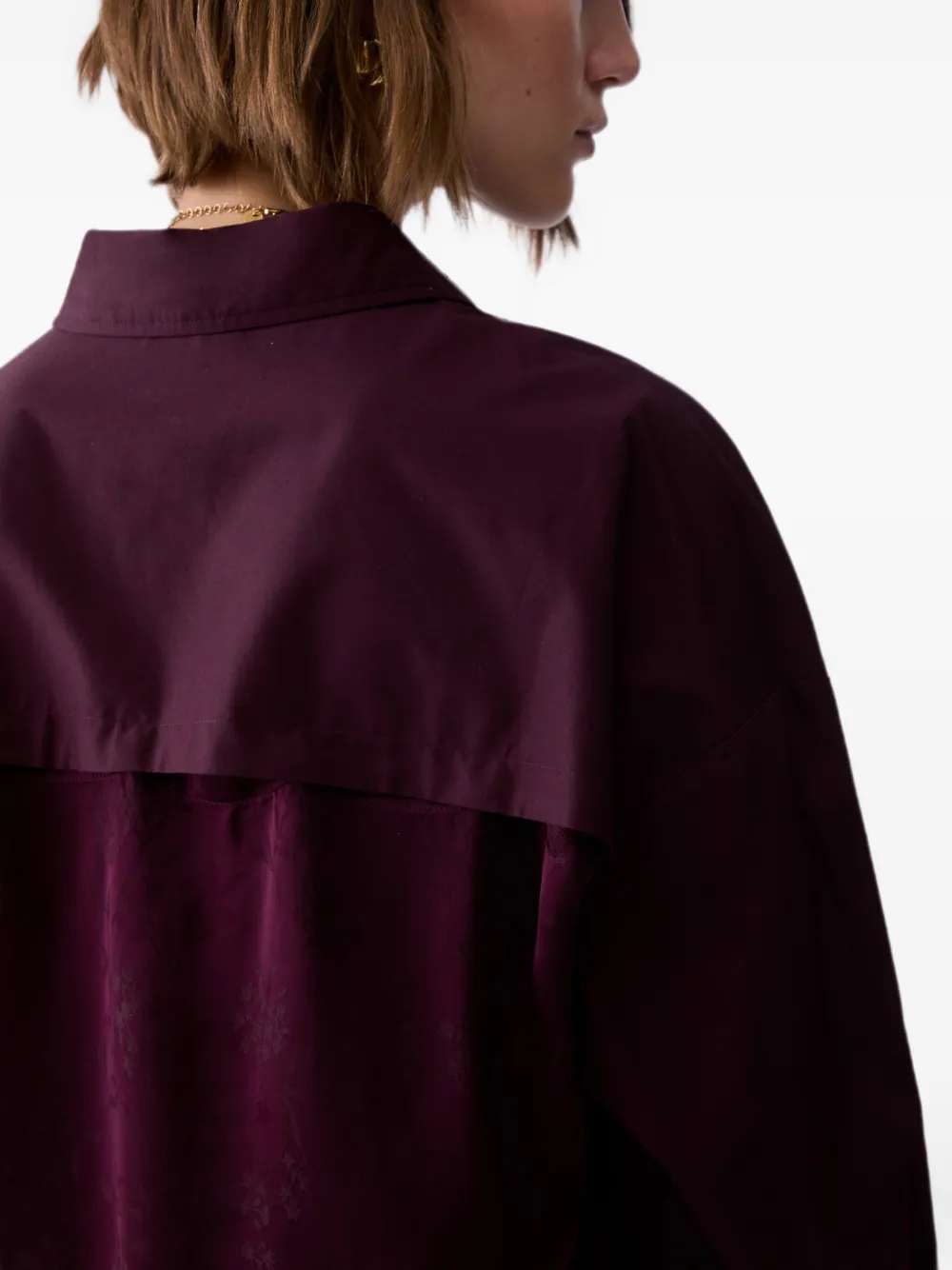 LIU JO Blouse met satijnen inzetstuk met jacquard Paars